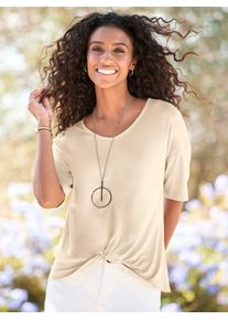 Heine Damen Kurzarmshirt "Shirt", beige, Gr. 36, unifarben, 95% Viskose, 5% Elasthan, Shirts