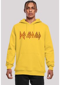 F4NT4STIC Herren Kapuzenpullover "Def Leppard Shatter Logo", gelb, casual, Gr. L, Obermaterial: 65% Baumwolle, 35% Polyester, Pullover, Premium