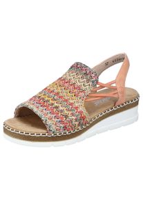 Rieker Damen Sandale, Gr. 37, bunt, Bast, Nubuklederimitat, Flechtoptik, feminin, Schuhe, Sommerschuh, Sandalette, Keilabsatz, in modischer