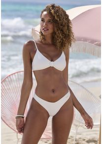 Sunseeker Damen Bikini-Hose "Loretta", weiß, Gr. 34, unifarben, Strukturmuster, Polyamid, Badehosen, mit V-förmigem Bündchen