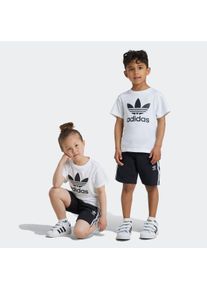 Kinder T-Shirt & Shorts "SHORT TEE SET", schwarz-weiß, sportlich, Gr. 110, adidas originals, Obermaterial: 100% Baumwolle. Obermaterial Hose: 70%