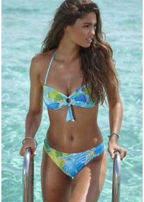 Sunseeker Damen Bandeau-Bikini-Top, blau, Gr. 34, bedruckt, Microfaser, Polyamid, Bikini-Oberteile, mit Zierring