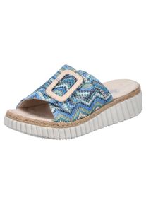 Rieker Damen Keilpantolette, Gr. 43, bunt, Bast, Flechtoptik, klassisch, Schuhe, Sommerschuh, Strandschuh, Hausschuh mit praktischem Klettverschluss