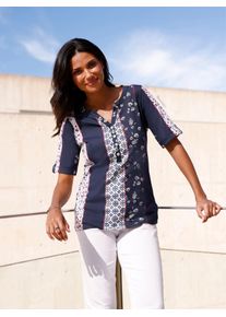 Classic Basics Damen Kurzarmshirt "Kurzarm-Shirt", bunt, Gr. 54, geblümt, gemustert, mehrfarbig, 100% Baumwolle, Shirts