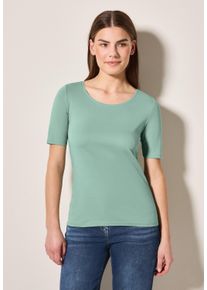 Cecil Damen T-Shirtmatcha grün, Basic, Gr. L, unifarben, Web, 100% Baumwolle, Shirts, Basic