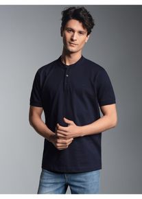 TRIGEMA Herren Poloshirt "TRIGEMA Poloshirt mit Stehkragen", blau, Basic, Gr. L, 100% Baumwolle, Shirts