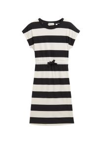Tom Tailor Mädchen Jerseykleidschwarz and weiß bold stripe, casual, Gr. 140, Single Jersey, Obermaterial: 100% Baumwolle, Kleider, im Streifen-Design