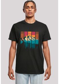 F4NT4STIC Herren T-Shirt "Berg Sonnenuntergang Retro", schwarz, casual, Gr. XXL, Obermaterial: 100% Baumwolle, Shirts, Premium Qualität