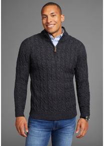 DELMAO Herren Troyer "Bis Größe 3XL", blau, casual, Gr. XL, Zopfmuster, meliert, Strick, Obermaterial: 80% Polyacryl, 20% Baumwolle, Pullover, mit