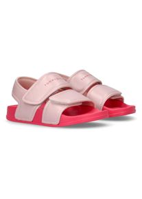 Tommy Hilfiger Kinder Sandale, Gr. 23, rosa, Synthetik, colorblocking, Glitzer, modisch, Schuhe, Badeschuh, Pool Slides mit Klettverschlüssen