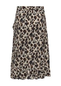 Only Damen Wickelrock "ONLCARLY FLOUNCE LONG SKIRT", beige, modisch, Gr. XS, animal-print, bedruckt, Web, Obermaterial: 97% Polyester, 3% Elasthan,
