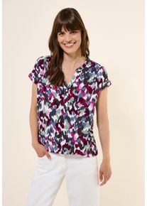 Cecil Damen Kurzarmbluse, weiß, casual, Gr. S, bedruckt, Stoff, 100% Viskose, Blusen, mit Elastikbund