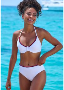 s.Oliver Damen Bügel-Bikini-Top "Junis", weiß, Gr. 36, unifarben, kontrastfarbene Details, Recycling-Polyamid, Bikini-Oberteile, mit geflochtenen