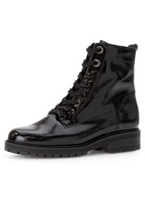 Gabor Damen Schnürboots "Pisa", Gr. 40, schwarz, Lackleder, glänzend, klassisch, Schuhe, Blockabsatz, Schnürstiefelette, Komfortschuh in Weite H