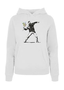 Merchcode Damen Kapuzenpullover "Merchcode Damen Ladies Flower Bomb Hoody", weiß, casual, Gr. S, unifarben, 50% Baumwolle, 50% Polyester, Pullover
