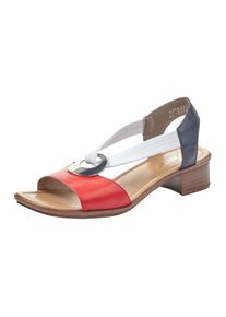 Rieker Damen Sandalette, Gr. 37, rot, Lederimitat, elegant, Schuhe, Sommerschuh, Sandale, Blockabsatz, mit Stretchband