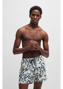 HUGO UNDERWEAR Herren Badeshorts "CALALA", blau, sportlich, Gr. M, gemustert, Microfaser, Polyester, Badehosen, mit tropischen Muster
