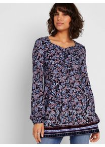 Inspirationen Damen Langarmshirt "Druck-Shirt", blau, Gr. 40, gemustert, 50% Baumwolle, 50% Modal, Shirts