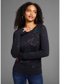 Kangaroos Damen Rundhalspullover, blau, casual, Gr. 32, Strick, Obermaterial: 50% Baumwolle, 50% Polyacryl, Pullover, mit gestrickten Motiven