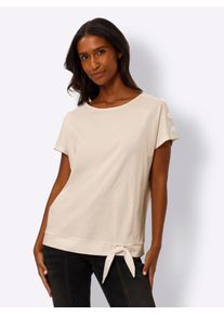Heine Damen Kurzarmshirt "Shirt", beige, Gr. 36, unifarben, 100% Baumwolle, Shirts