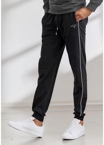 Kangaroos Herren Sweathose, Gr. 48, schwarz, Sweatware, Obermaterial: 60% Baumwolle, 40% Polyester, unifarben mit Farbeinsatz, Basic, Hosen,