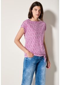 Cecil Damen T-Shirtanemone pink, casual, Gr. S, bedruckt, Web, Stoff, 50% Baumwolle, 50% Modal, Shirts, mit Tunnelzug am Saum