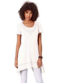 Heine Damen Longshirt "Longshirt", beige, Gr. 36, unifarben, 100% Viskose, Spitze:100% Baumwolle, Shirts