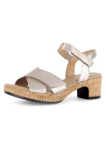 Gabor Damen Sandalette "KRETA", Gr. 41, gold, Ziegenleder, metallic, klassisch, Schuhe, Blockabsatz, Sommerschuh, Sandale in Bequemweite G (= weit)