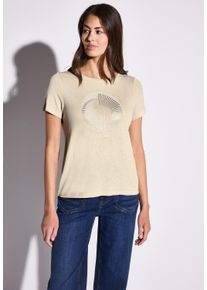 Street One Damen Print-Shirtmoonstone sand, casual, Gr. 36, bedruckt, Stoff, 95% Viskose, 5% Elasthan, Shirts, mit Rundhalsausschnitt
