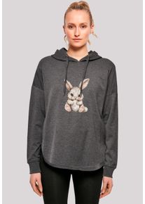 F4NT4STIC Damen Kapuzenpullover "Niedlicher Osterhase mit Ei", grau, casual, Gr. L, Obermaterial: 100% Baumwolle, Pullover, Premium Qualität