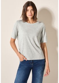 Cecil Damen T-Shirt, grau, Basic, Gr. M, unifarben, Web, 95% Baumwolle, 5% Elasthan; grey melange: 68% Baumwolle, 28% Polyester, 4% Elathan, Shirts,
