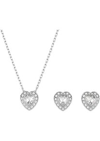 Swarovski Damen Ohrring und Ketten Set "Multipack Schmuck Geschenk Ariana Grande Herz, 5720849", silber, Metall, Schmuck-Sets, mit Swarovski Kristall