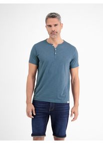 Lerros Herren Henleyshirt "Lerros Serafino-Shirt in unifarbener Strukturware", blau, Gr. XXXL, 100% Baumwolle, Shirts