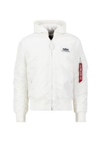 Herren Bomberjacke "Alpha Industries Men - Bomber Jackets MA-1 Zip Hood Back Print", weiß, Gr. L, Alpha Industries, Obermaterial: 100% Nylon, Futter: