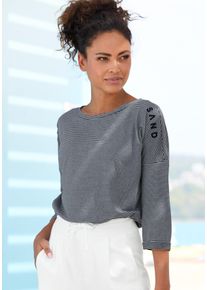 ELBSAND Damen 3/4-Arm-Shirt "Veera", blau, modisch, Gr. S, gestreift, Single Jersey, Obermaterial: 50% Baumwolle, 50% Polyester, Shirts, mit