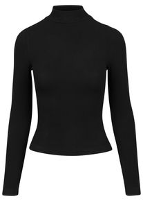 Urban Classics Damen T-Shirt "Urban Classics Damen Ladies Turtleneck Longsleeve", schwarz, casual, Gr. L, unifarben, 95% Viskose, 5% Elasthan, Shirts