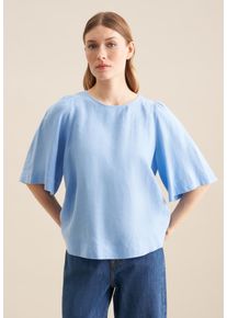 Seidensticker Damen Shirtbluse "Schwarze Rose", blau, Gr. 46, unifarben, 100% Leinen, Blusen, Kurzarm Rundhals Uni