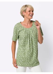 Classic Basics Damen Longshirt "Longshirt", grün, Gr. 42, gemustert, mehrfarbig, geblümt, 100% Baumwolle, Shirts