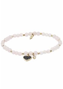 Fossil Damen Armband "Herz, VINTAGE MOTIFS, JA6922710", Metall, bunt, Metall, Armbänder, mit Rosenquarz und Glasstein