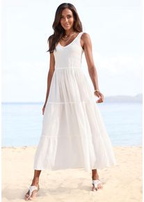 Beach Time BEACHTIME Damen Maxikleid, weiß, casual, Gr. 36, Web, Obermaterial: 100% Baumwolle. Futter: 100% Baumwolle, Kleider, aus gewebter Baumwolle,