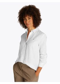 Tommy Hilfiger Damen Hemdbluse "ESS LINEN RELAXED SHIRT", weiß, casual, Gr. 40, unifarben, Web, Obermaterial: 100% Leinen, Blusen, mit