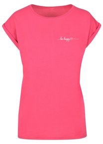 Merchcode Herren T-Shirt "Merchcode Damen Ladies Be Happy T-Shirt", pink, casual, Gr. XL, bedruckt, 100% Baumwolle, Shirts