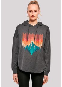 F4NT4STIC Damen Kapuzenpullover "Berg Sonnenuntergang Geometrisch", grau, casual, Gr. XS, Obermaterial: 100% Baumwolle, Pullover, Premium Qualität