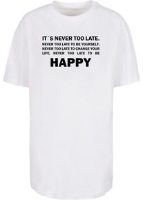 Merchcode Herren T-Shirt "Merchcode Damen Ladies Never Too Late Oversized Boyfriend Tee", weiß, casual, Gr. XXL, bedruckt, 100% Baumwolle, Shirts