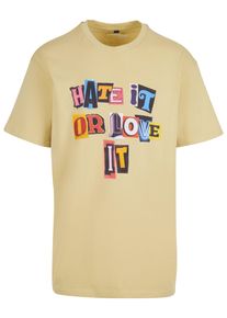Herren T-Shirt "Upscale by Mister Tee Unisex Hate it or Love it Oversize Tee", gelb, casual, Gr. S, UPSCALE BY MISTER TEE, unifarben, 100% Baumwolle,