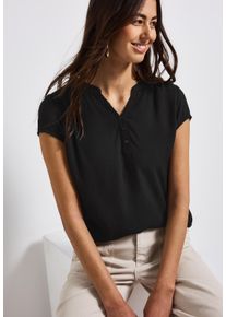Street One Damen T-Shirt, schwarz, casual, Gr. 38, unifarben, Jersey, Obermaterial: 95% Viskose, 5% Elasthan, Shirts, im Tunika-Look