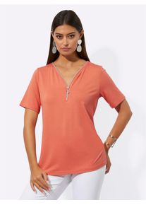 CRÉATION L CREATION L Damen V-Shirt "Shirt", orange, Gr. 38, unifarben, 95% Viskose, 5% Elasthan, Shirts