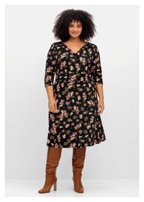 Damen Jerseykleid "Große Größen", schwarz, feminin, Gr. 44, sheego by Joe Browns, gemustert, Obermaterial: 95% Viskose (LENZING ECOVERO), 5%