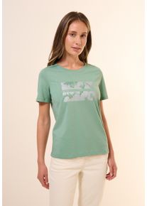 Cecil Damen T-Shirtmatcha grün, casual, Gr. L, bedruckt, Web, 100% Baumwolle, Shirts, mit Rundhalsausschnitt