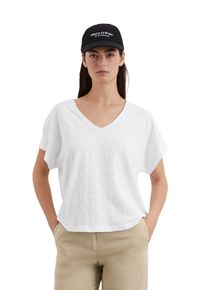Marc O'Polo MARC O'POLO Damen T-Shirt, weiß, casual, Gr. XS, unifarben, Single Jersey, Obermaterial: 100% Baumwolle, Shirts, mit V-Ausschnitt